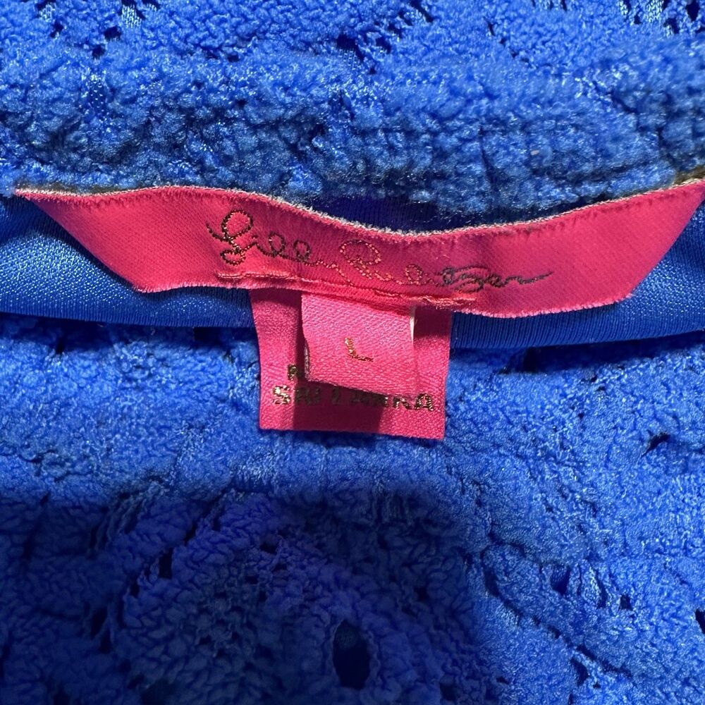 Lilly Pulitzer Lana Skort Romper Dress Blue Thistle Lace Size L Off The Shoulder - Picture 3 of 11